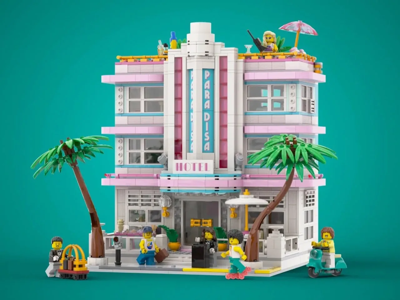 El hotel Art Deco de LEGO que homenajea Vice City en vísperas de GTA 6